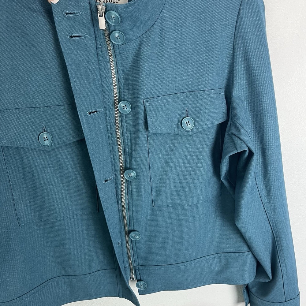 Liverpool Los Angeles Size L Teal Utility Jacket Boho Layering Button Front NWOT - Picture 6 of 12